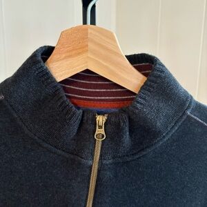 Robert Graham Gray Classic Fit Cotton 1/4 Zip Mock Neck Preppy Pullover Mens XL